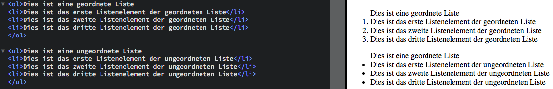 HTML-Tutorial - Listen